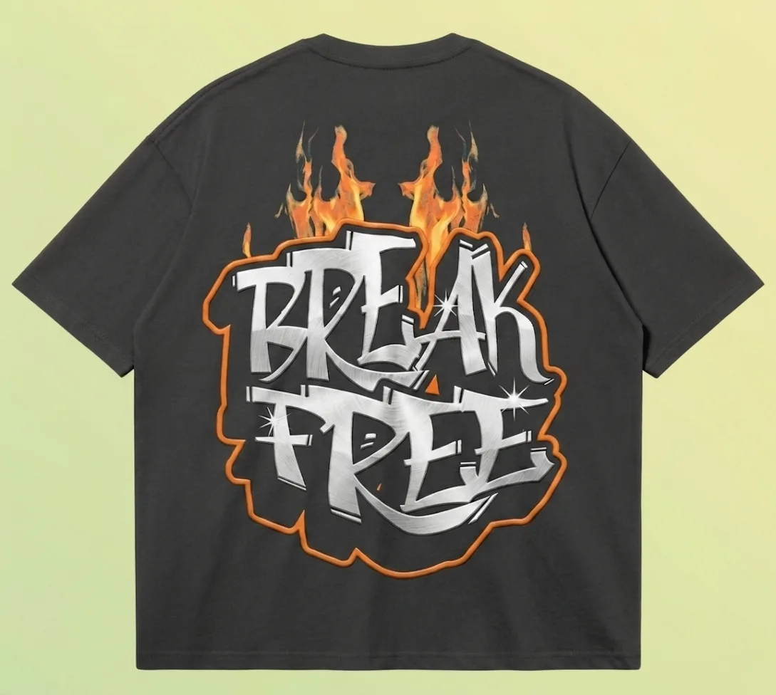 'BREAK FREE' // 240GSM Boxy Tee — front