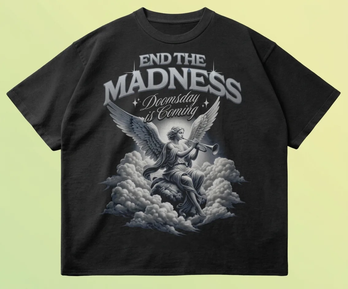 'MADNESS' // 260GSM Raw Hem Tee — front