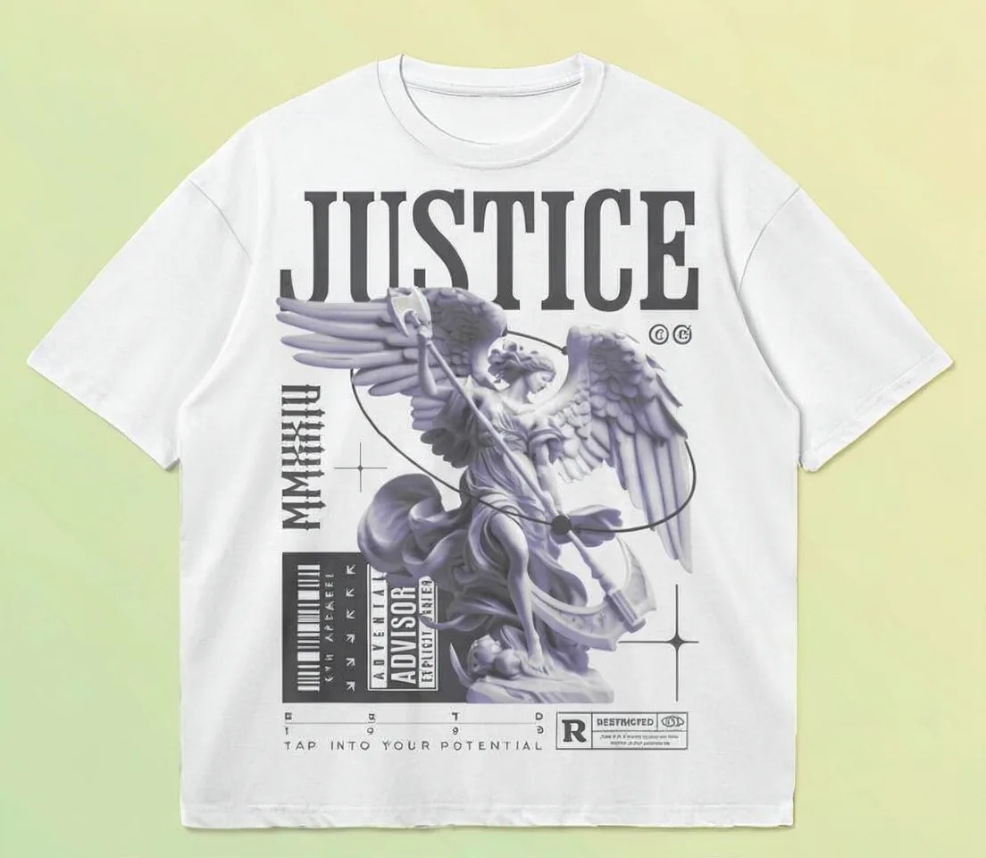 'JUSTICE' // 240GSM Boxy Tee — front
