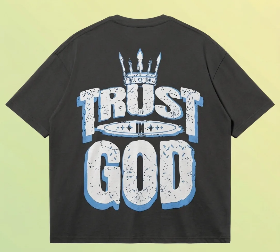 'TRUST IN GOD — BLACK' // 240GSM Boxy Tee back